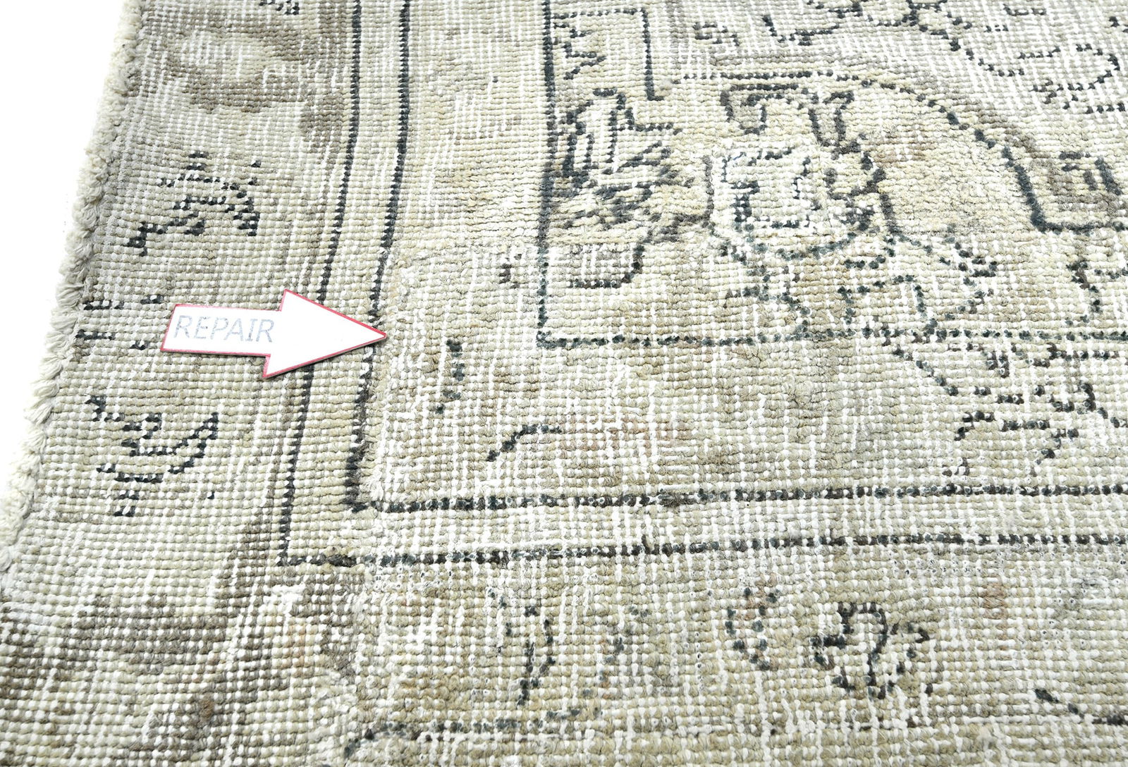 Muted Beige Antique Floral Traditional 6X10 Distressed Vintage Oriental Rug - 7