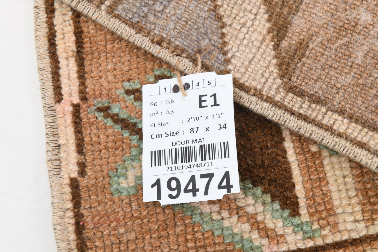 1'1'' x 2'10'' Unique Handmade Vintage Rug - 19474 - 19