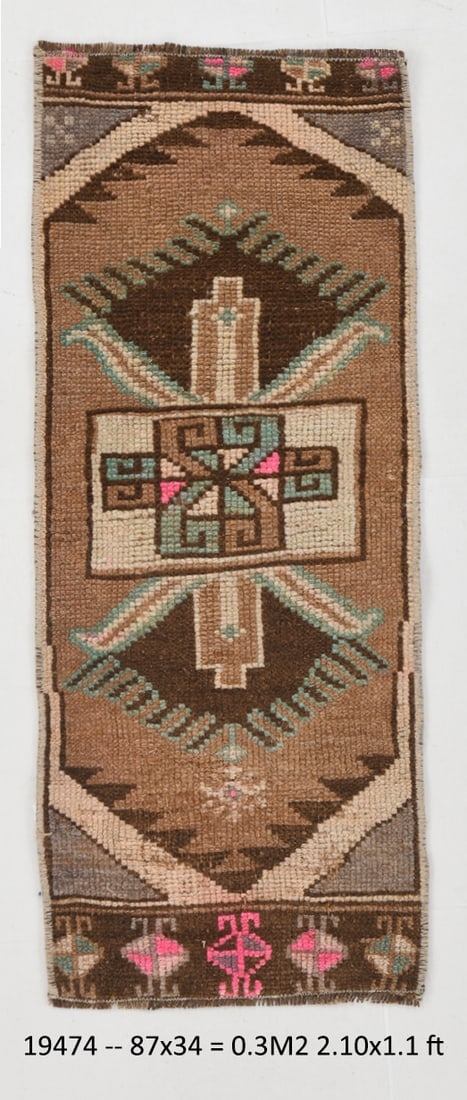 1'1'' x 2'10'' Unique Handmade Vintage Rug - 19474 (1 of 19)