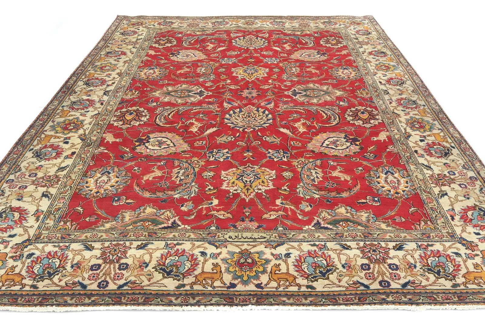 Semi Antique Red Floral 8X11 Distressed Vintage Oriental Rug - 2