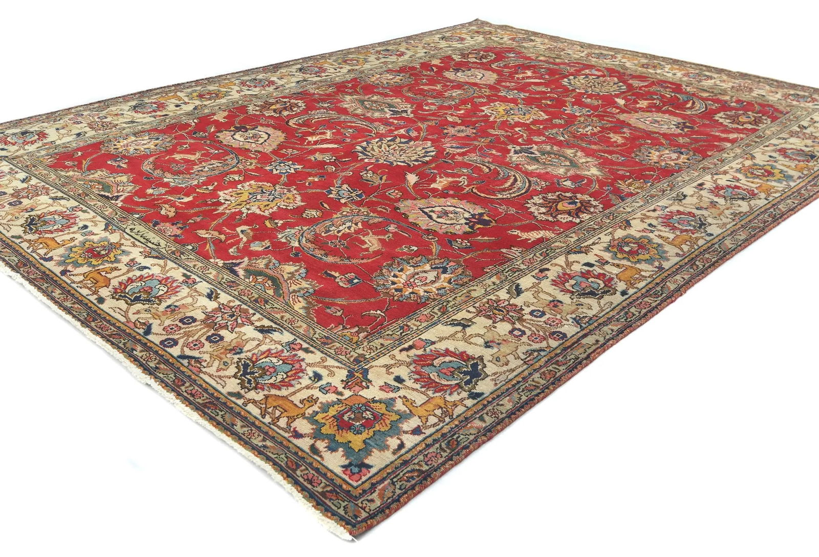Semi Antique Red Floral 8X11 Distressed Vintage Oriental Rug - 3