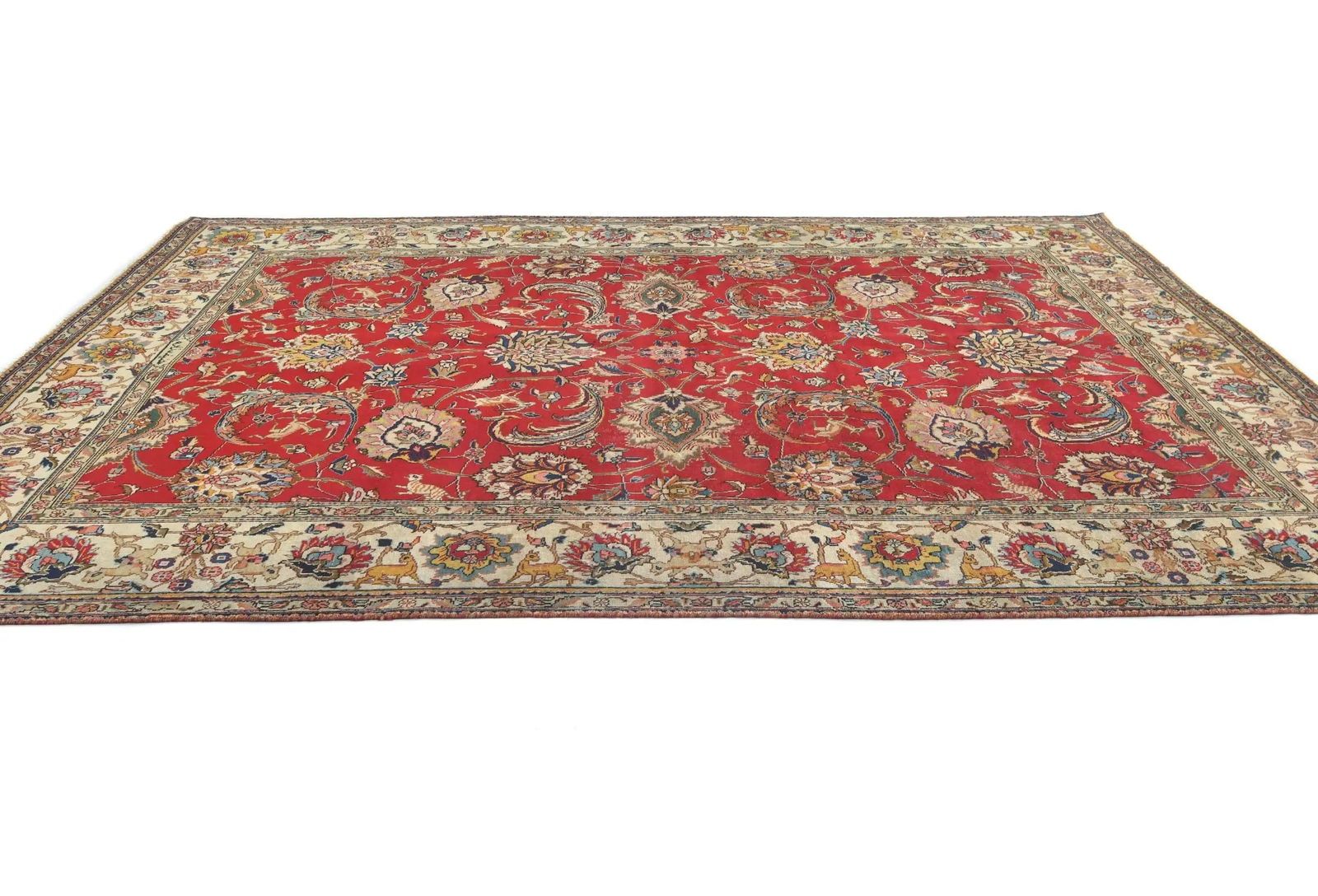 Semi Antique Red Floral 8X11 Distressed Vintage Oriental Rug - 4