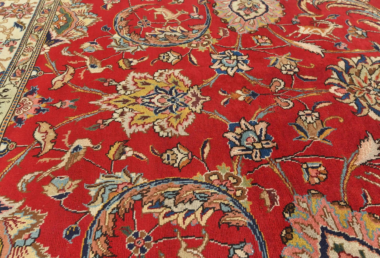 Semi Antique Red Floral 8X11 Distressed Vintage Oriental Rug - 5