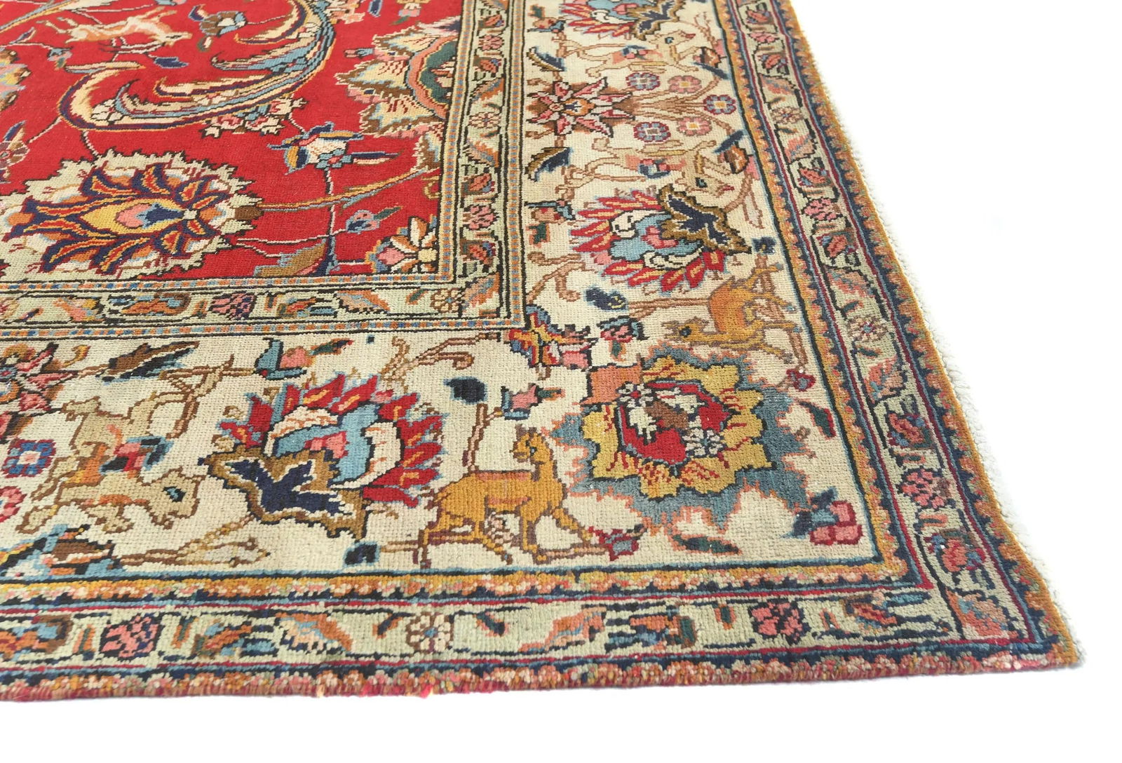 Semi Antique Red Floral 8X11 Distressed Vintage Oriental Rug - 7