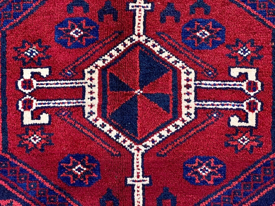 Hand-Knotted Persian Sirjan Antique Red Blue Wool Oriental Tribal Area Rug 4'6" x 7'5" - 6