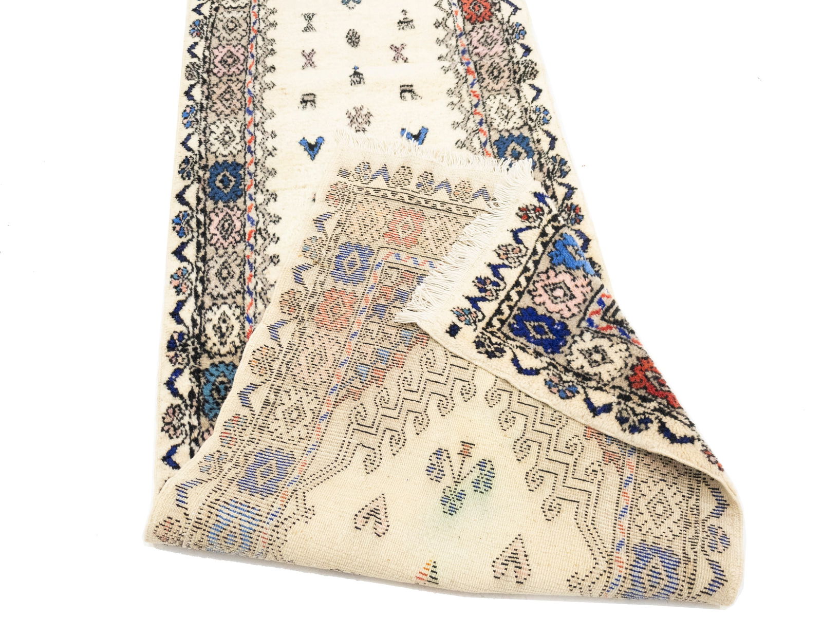 Vintage Cream Pictorial Tribal 2X11 Oriental Runner Rug - 12