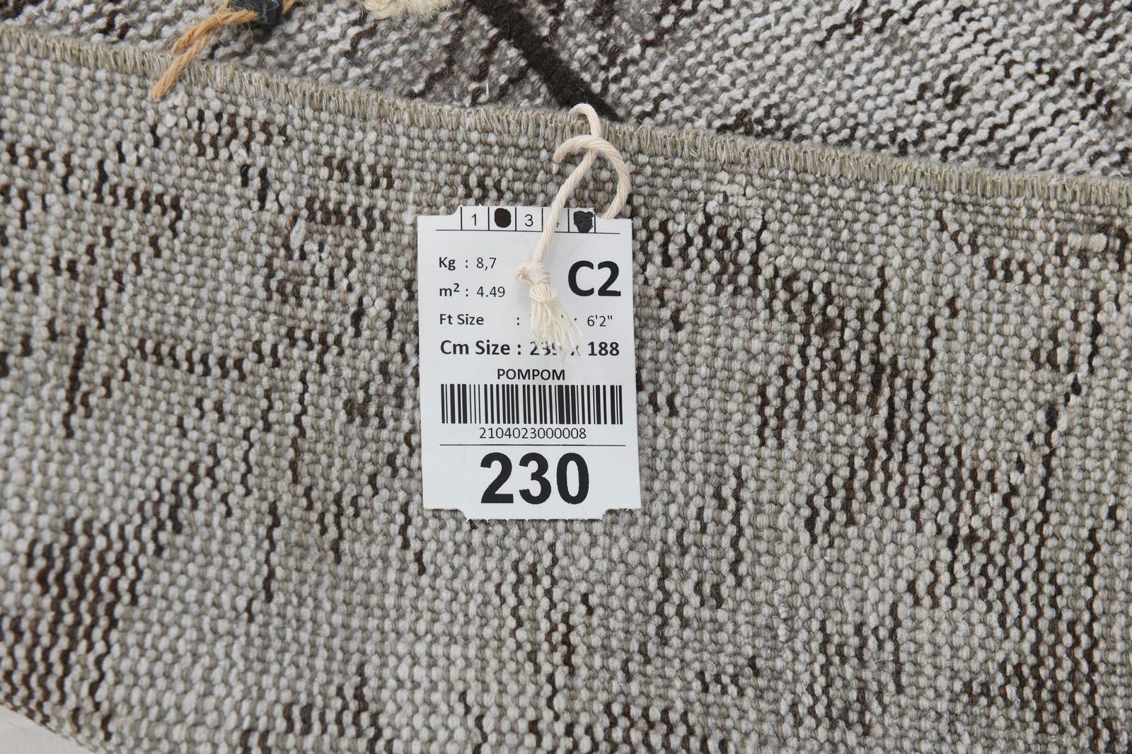 6'2'' x 7'10'' Handmade Vintage Wool Rug - 230 - 20