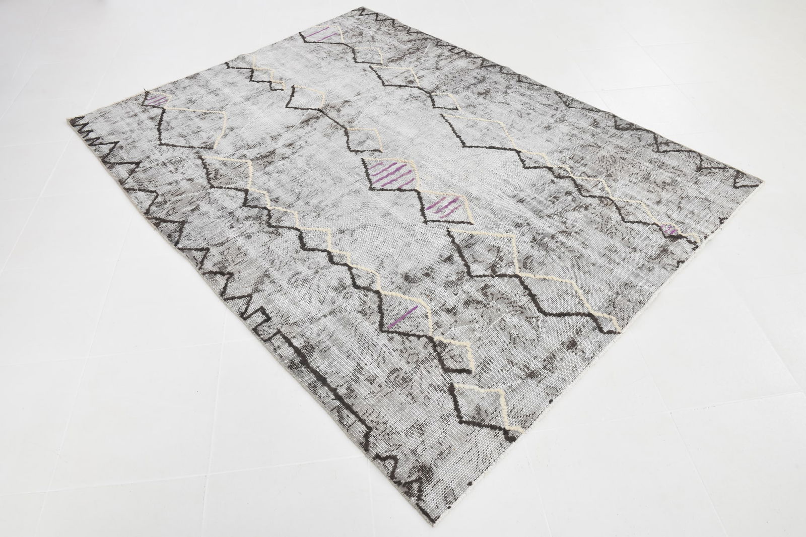 6'2'' x 7'10'' Handmade Vintage Wool Rug - 230 - 3