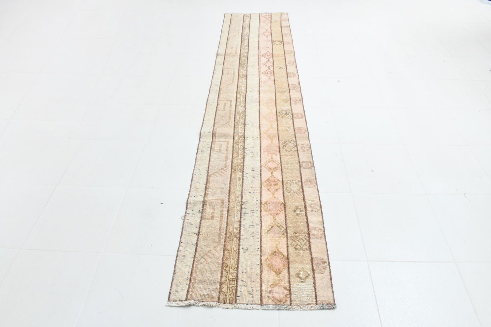 2'3'' x 10'4'' Handmade Vintage Wool Patchwork Rug - 22512 - 2