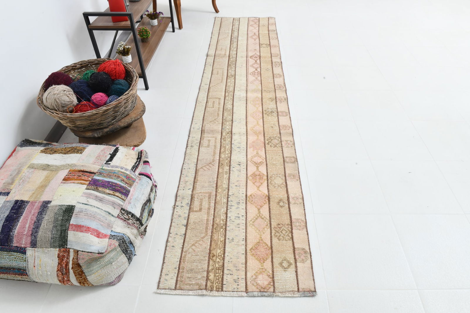 2'3'' x 10'4'' Handmade Vintage Wool Patchwork Rug - 22512 - 8