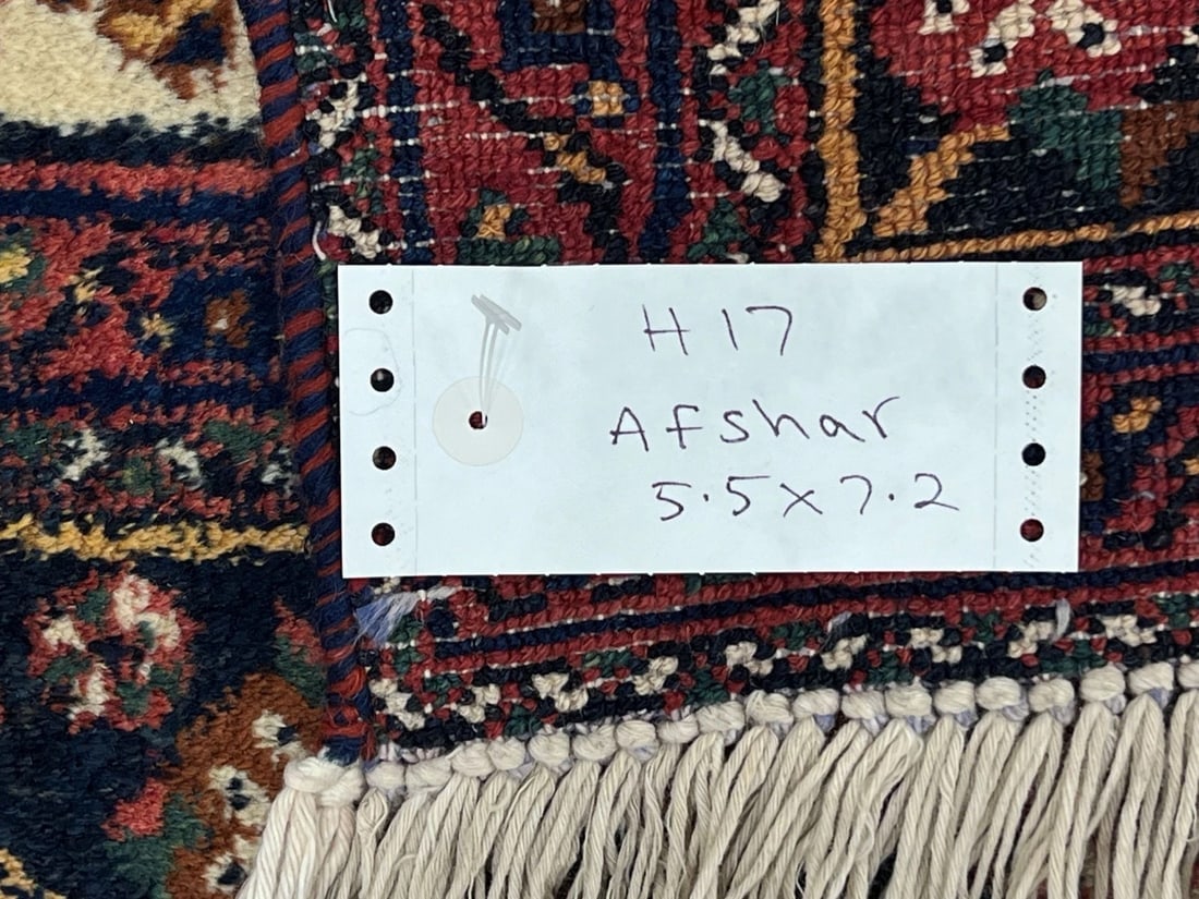 Hand-Knotted Semi-Antique Persian Sirjan Paisley Ivory Wool Oriental Rug 5'5" x 7'2" - 10