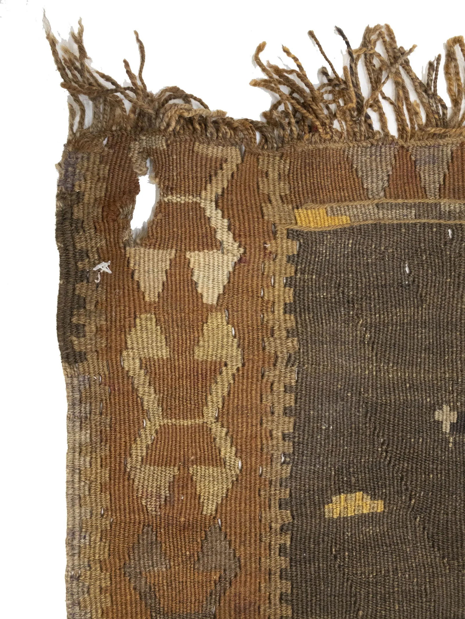 Dark Brown Vintage Tribal 4'8 x 12'4 Kelim Runner Rug - 10