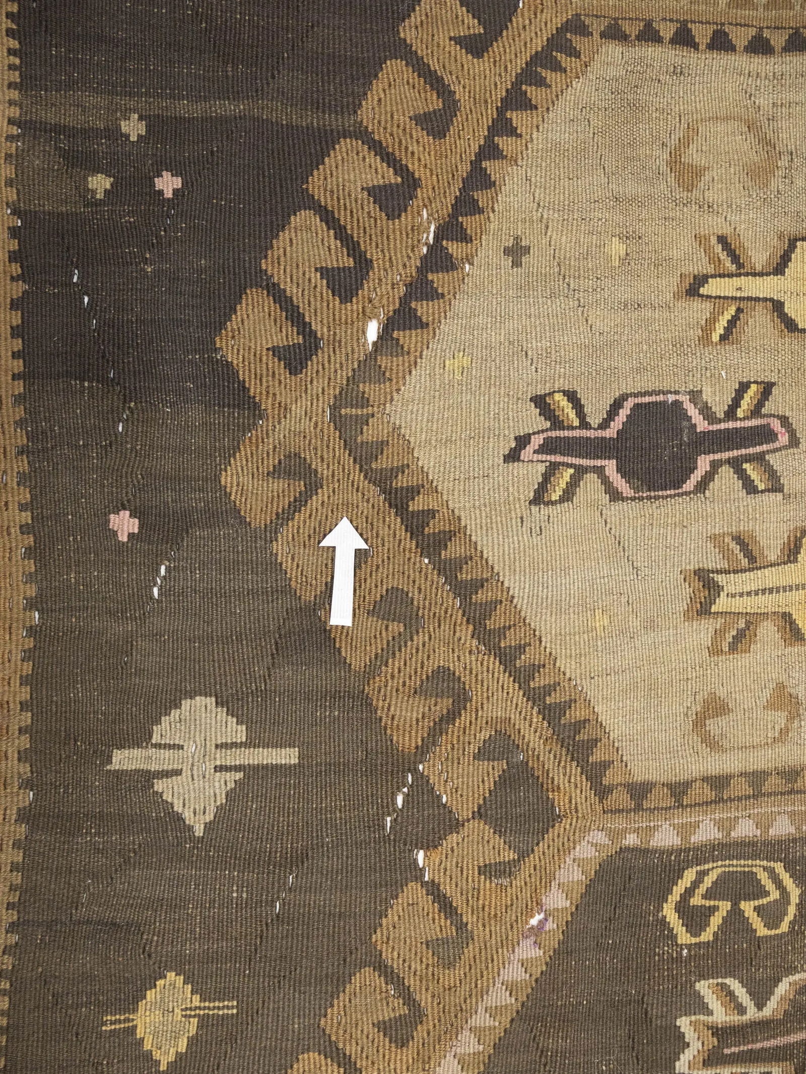 Dark Brown Vintage Tribal 4'8 x 12'4 Kelim Runner Rug - 11