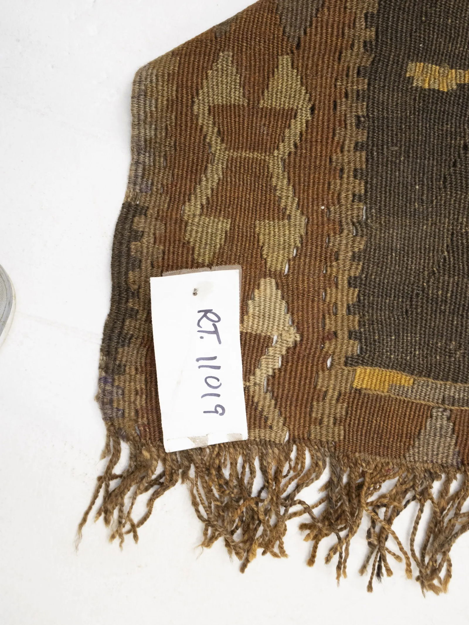 Dark Brown Vintage Tribal 4'8 x 12'4 Kelim Runner Rug - 15