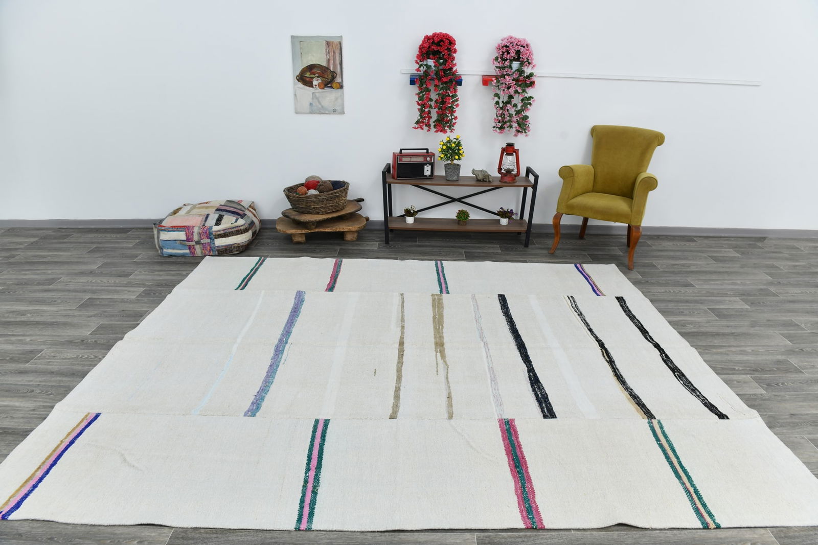 8'6'' x 10'2'' Turkish Vintage Hemp Rug - 53317 - 2