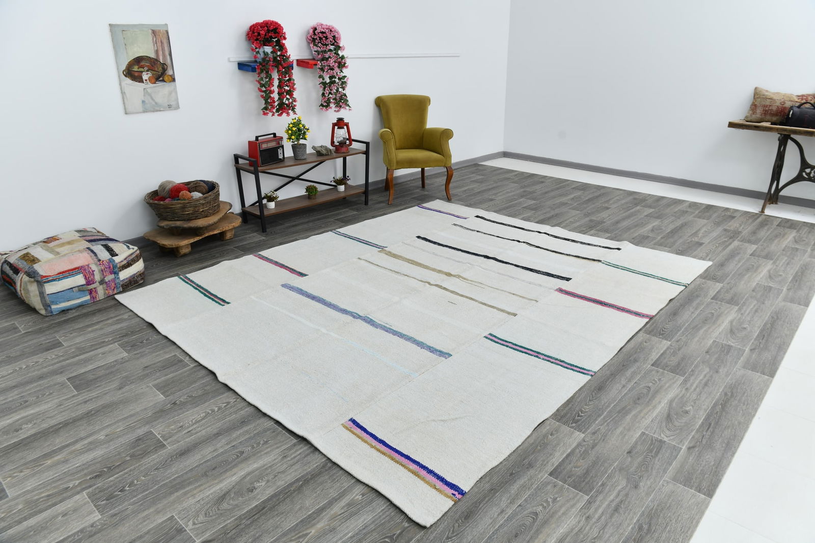 8'6'' x 10'2'' Turkish Vintage Hemp Rug - 53317 - 7