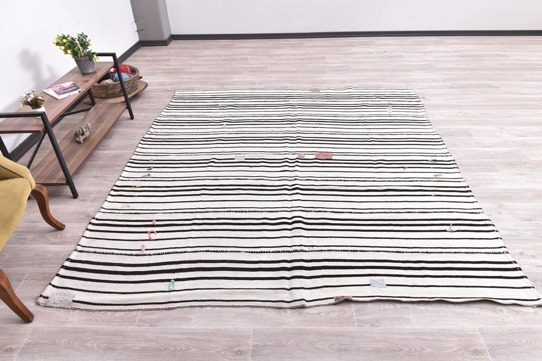 8'9'' x 8'4'' Turkish Vintage Hemp Rug - 240062 - 3