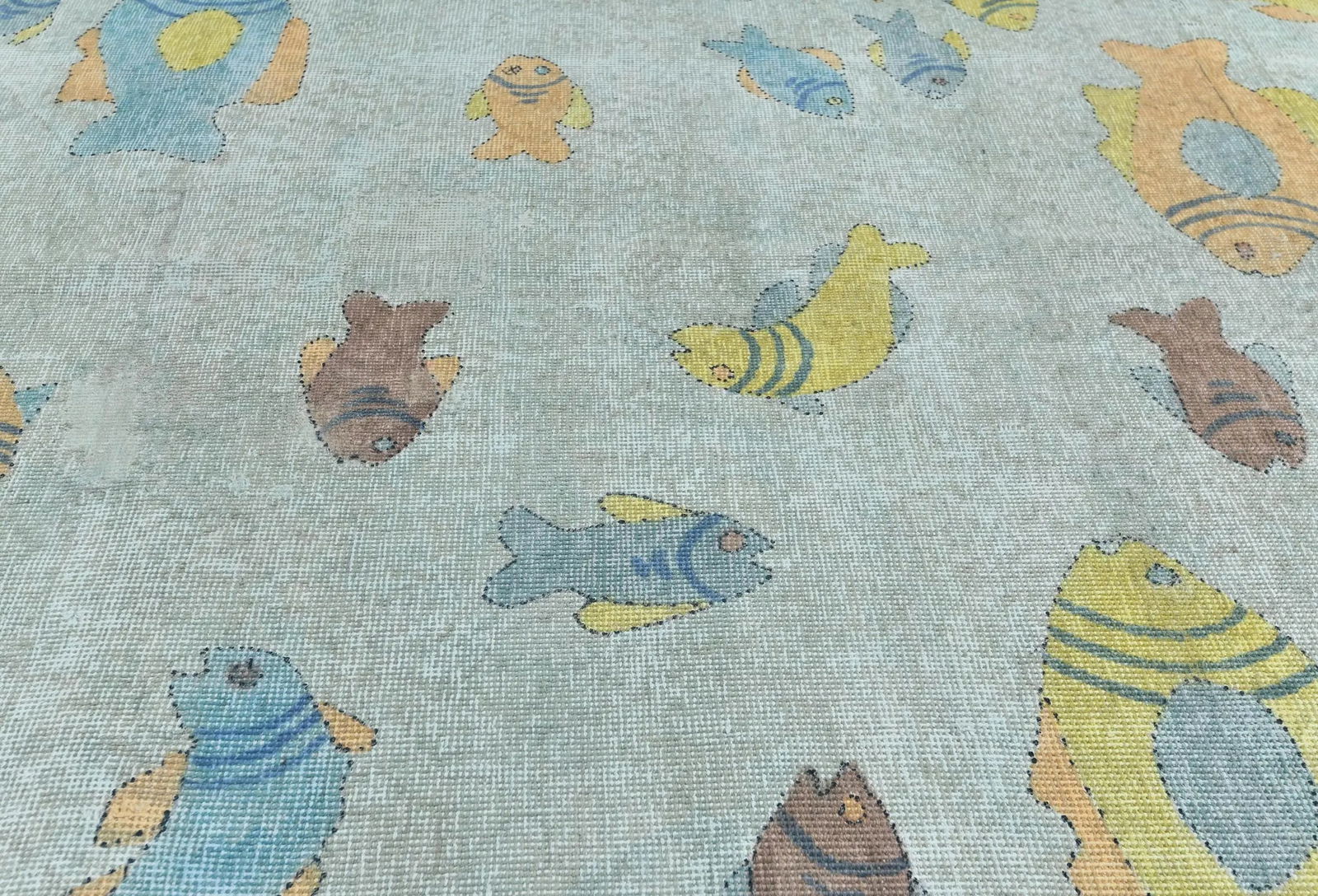 Antique Muted Beige Floral 9X12 Distressed Vintage Oriental Rug - 7