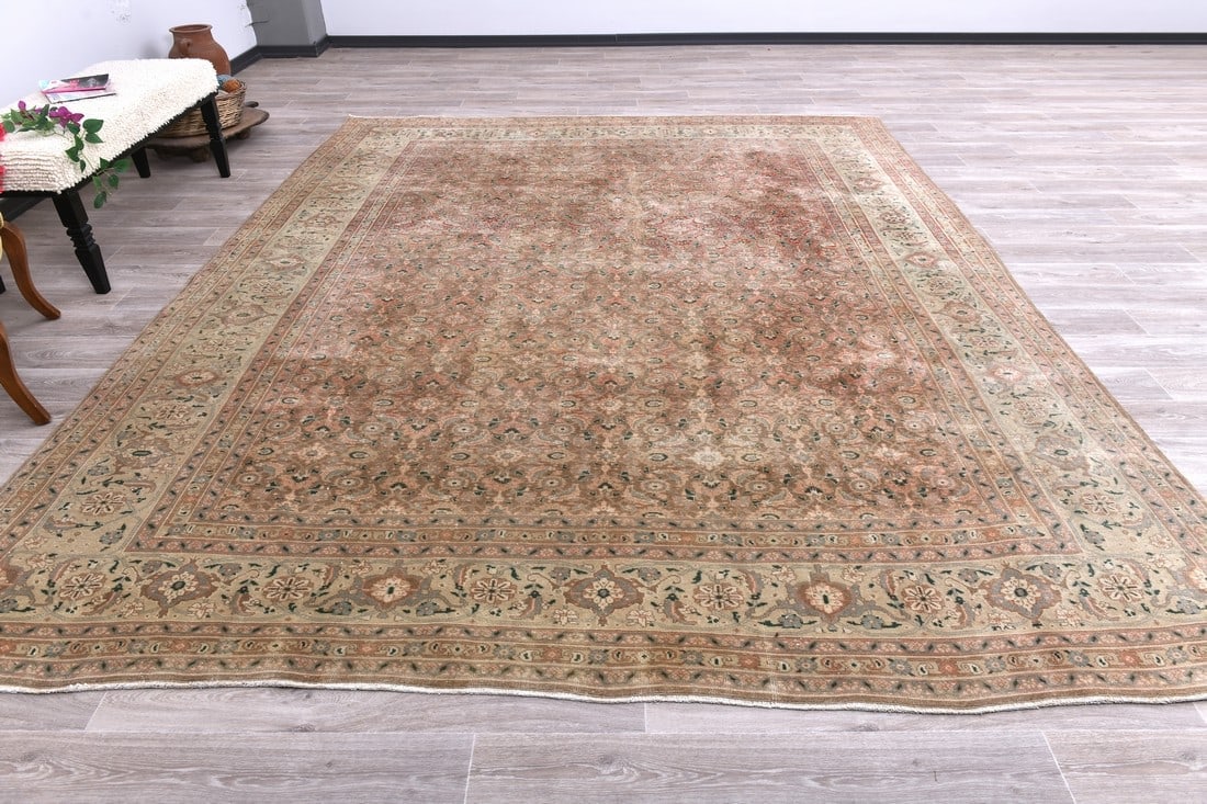 9'5'' x 11'8'' Handmade Vintage Wool Rug - 242596 - 3