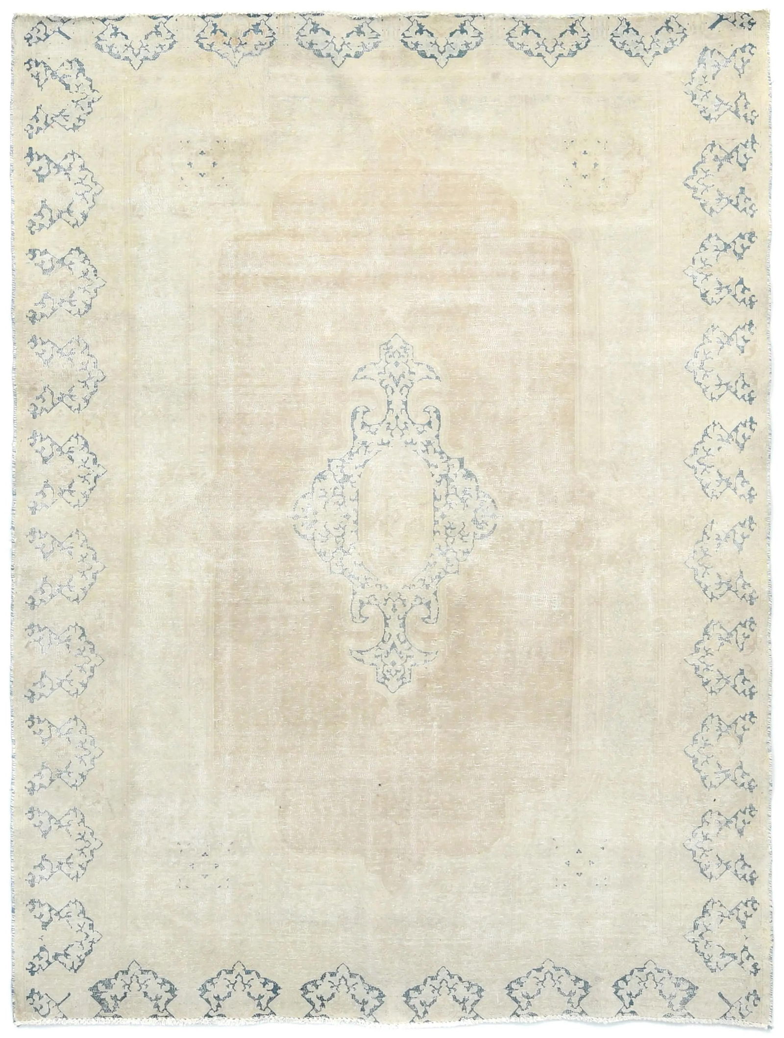 Muted Beige Floral 6X8 Distressed Vintage Oriental Rug (1 of 13)