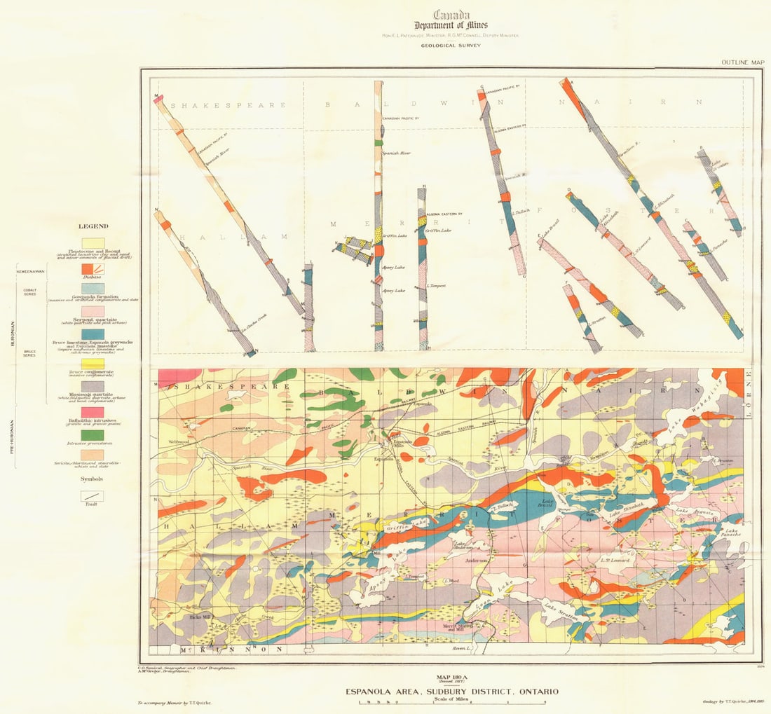 CANADA. Map 180A Espanola Area, Sudbury district, Ontario. Geological 1917 (1 of 1)
