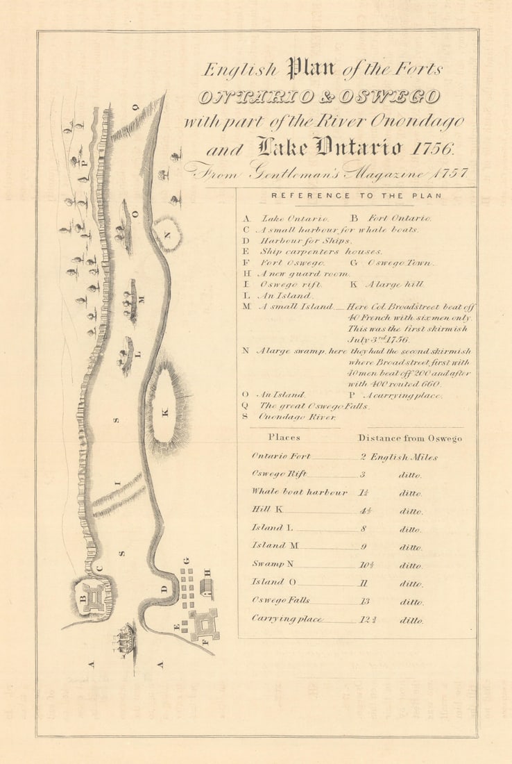 English plan of the forts Ontario & Oswego. Onondago. New York 1756 (1849) map: Title: English plan of the forts Ontario & Oswego. Onondago. New York 1756 (1849) map Description: English plan of the Forts Ontario & Oswego with part of the river Onondago and Lake Ontario 1756'