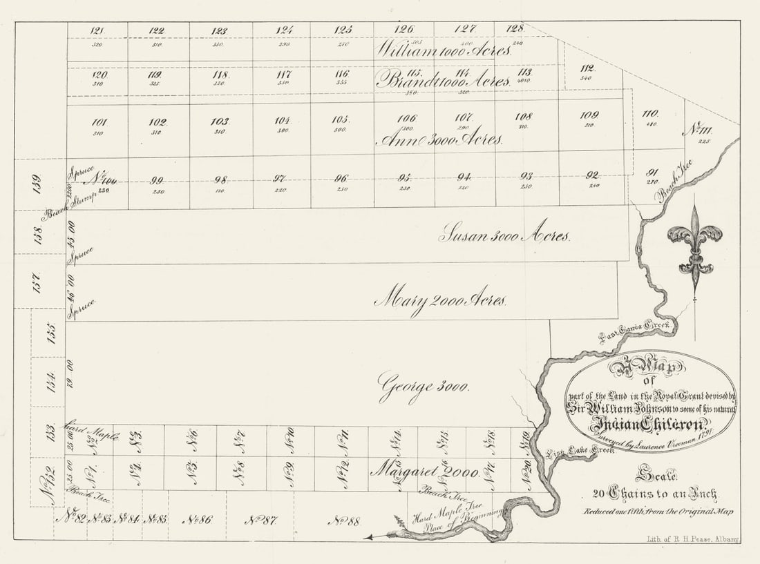 William Johnson's Indian children land grant. New York 1797 (1849) old map (1 of 1)