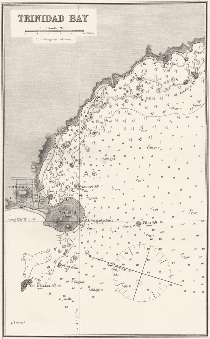 CALIFORNIA. Sea chart of Trinidad Bay 1881 old antique vintage map plan (1 of 1)