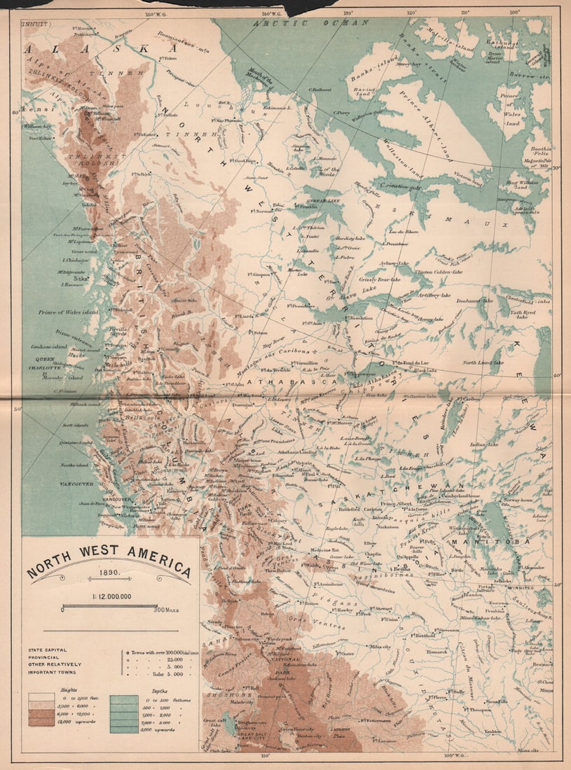 North West America 1890. Canada. The Canadian North-West Territories 1885 map (1 of 1)