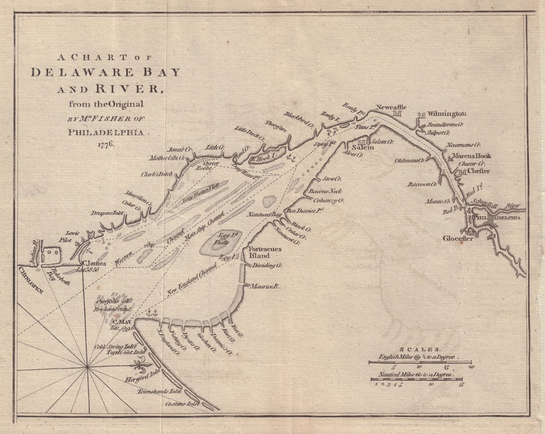 A Chart of Delaware Bay & River from… Mr Fisher. New Jersey. GENTS MAG 1779 map (1 of 1)