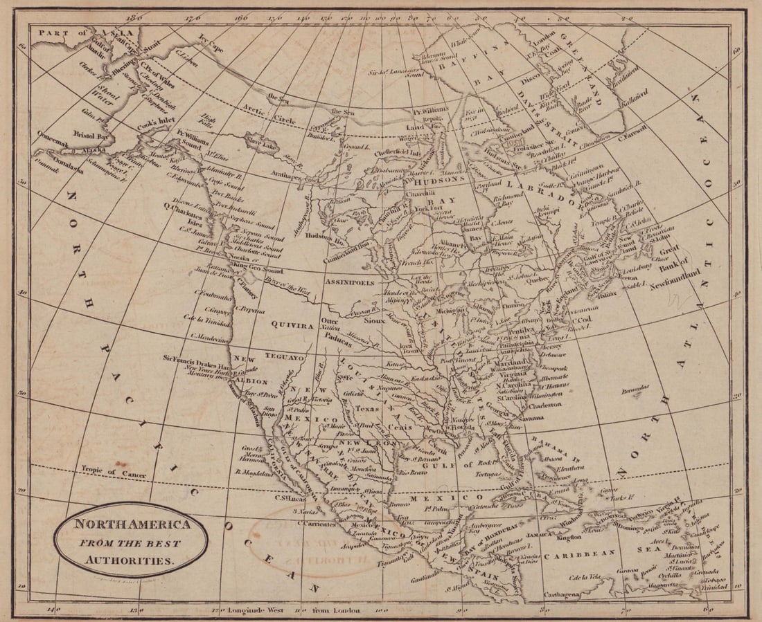 North America from the best authorities by Richard Brookes 1812 old map (1 of 1)