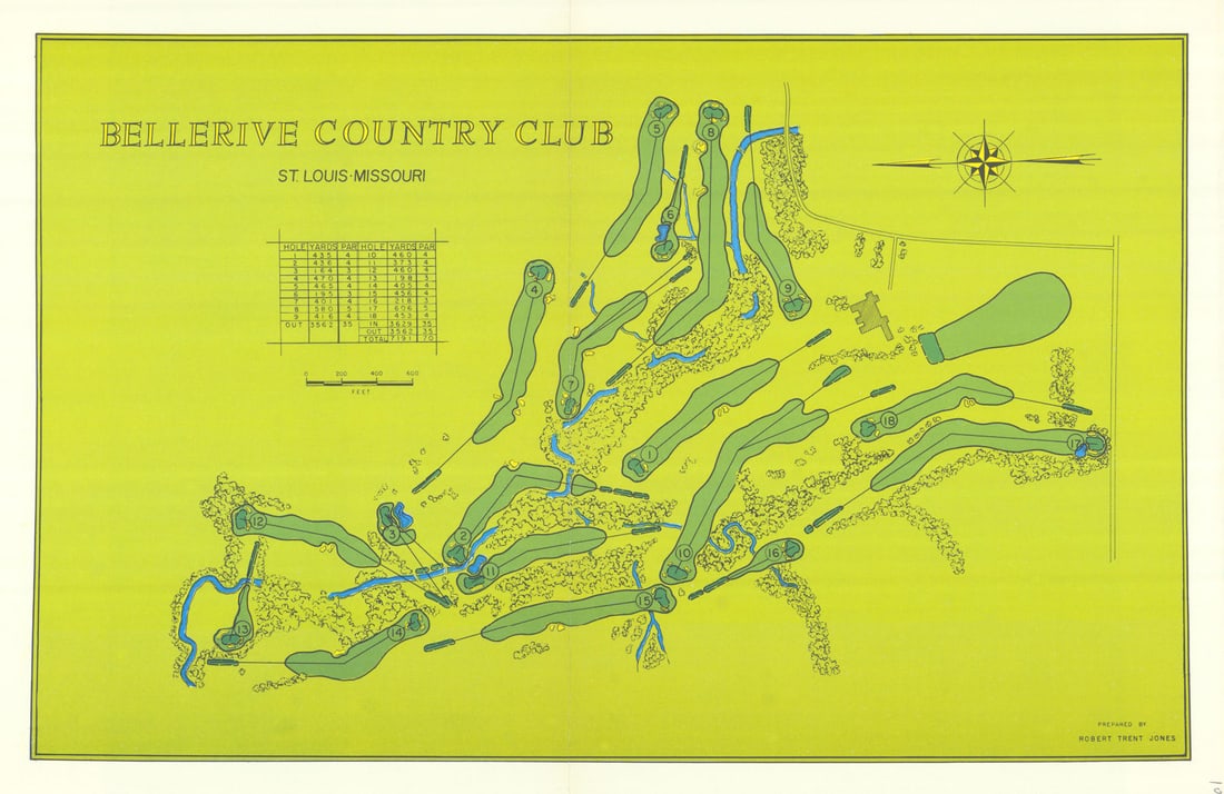 Bellerive Country Club, Missouri. Golf course plan. Robert Trent Jones 1966 map (1 of 1)