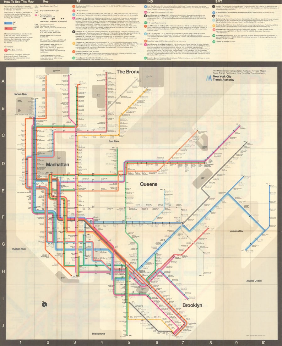 New York Subway Guide. Massimo Vignelli/New York City Transit Authority 1974 map (1 of 1)