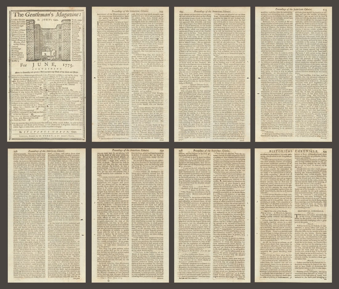 Battle of Lexington & Concord eyewitness account published Gents Mag June 1775 (1 of 1)