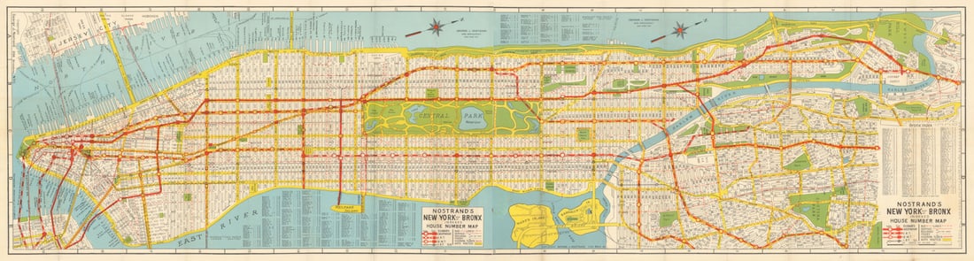 Nostrand's New York & part of Bronx indexed House Number Map c1935 old (1 of 1)