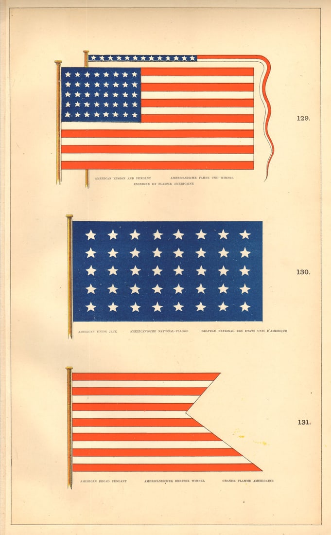 USA MARITIME/NATIONAL FLAGS. American Ensign broad pennant Union Jack 1873 (1 of 1)