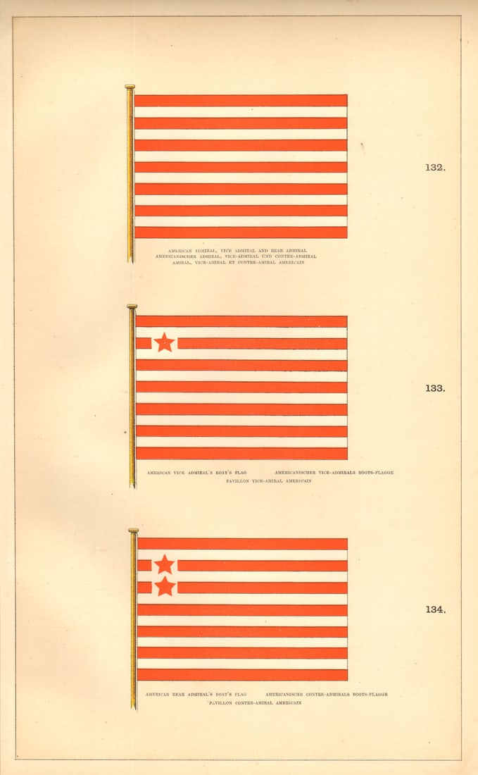 USA NAVAL FLAGS. American Vice- & Rear-Admiral's Boat's Flag. HOUNSELL 1873 (1 of 1)