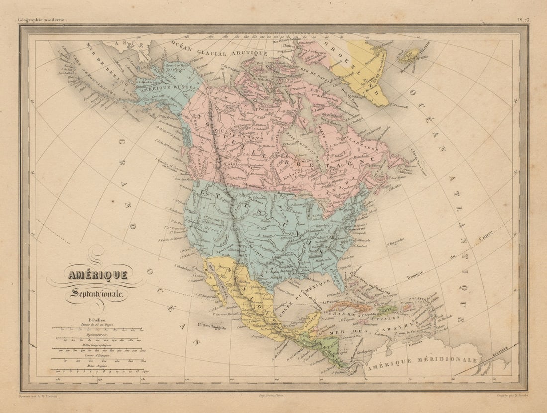 Amérique Septentrionale. North America. Russian Alaska. MALTE-BRUN c1871 map (1 of 1)