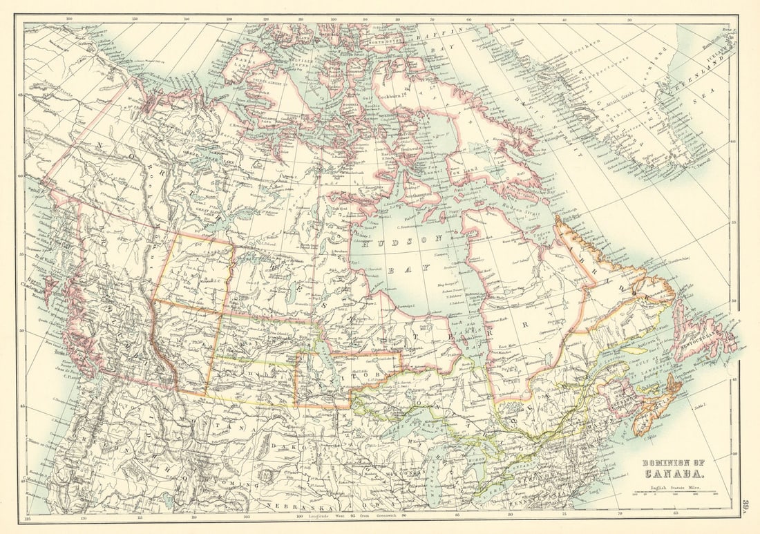 Dominion of Canada. Athabasca Assiniboia. BARTHOLOMEW 1898 old antique map (1 of 1)
