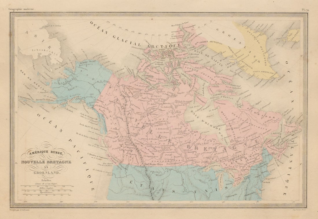 Amérique Russe, Nouvelle Bretagne… Russian Alaska Canada. MALTE-BRUN c1871 map (1 of 1)