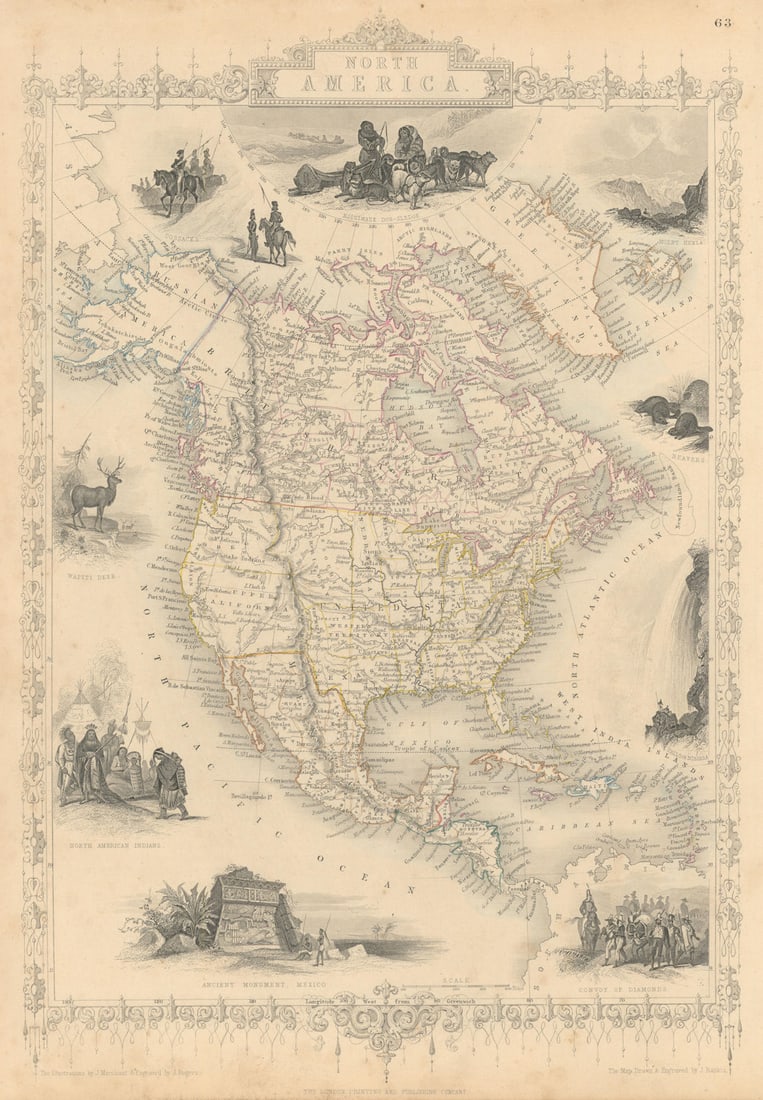 NORTH AMERICA. 31 US states. Texas with Republic border. RAPKIN/TALLIS 1851 map (1 of 1)