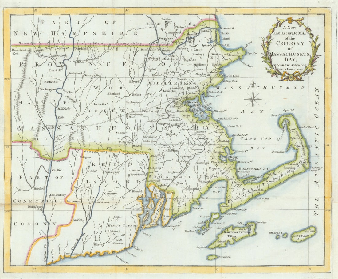 A New & accurate Map of the Colony of Massachusets Bay… Universal Magazine 1780 (1 of 1)