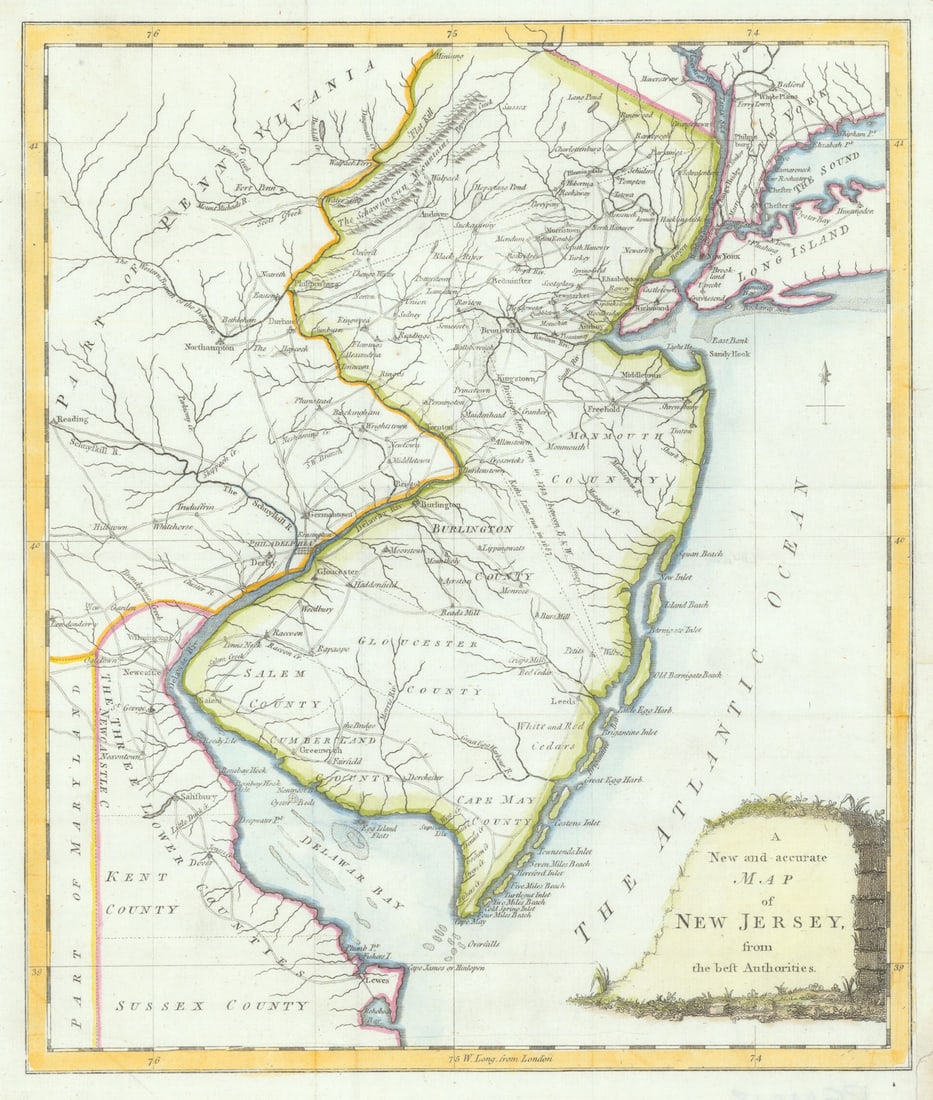 A New and accurate Map of New Jersey… Universal Magazine 1780 old antique (1 of 1)