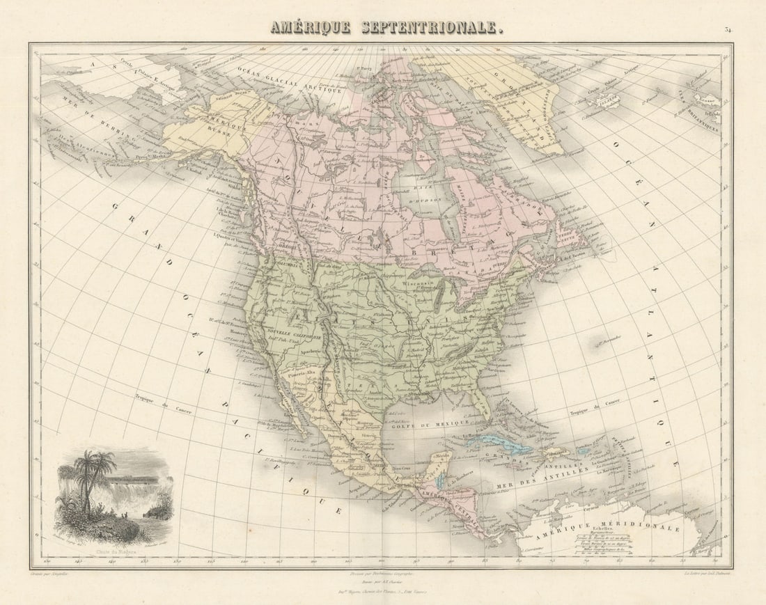 Amérique septentrionale by Migeon. North America 1861 old antique map chart (1 of 1)