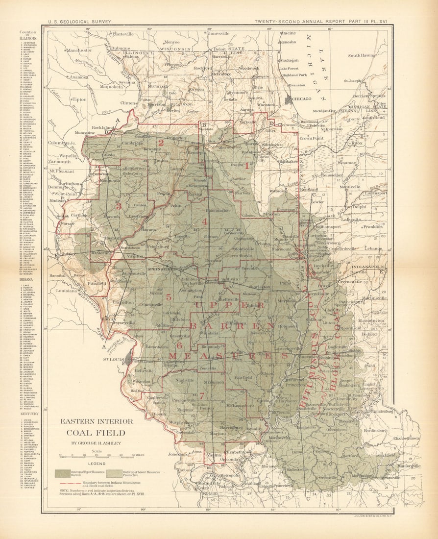 Eastern Interior coal field. Illinois. US Geological Survey 1902 old map (1 of 1)