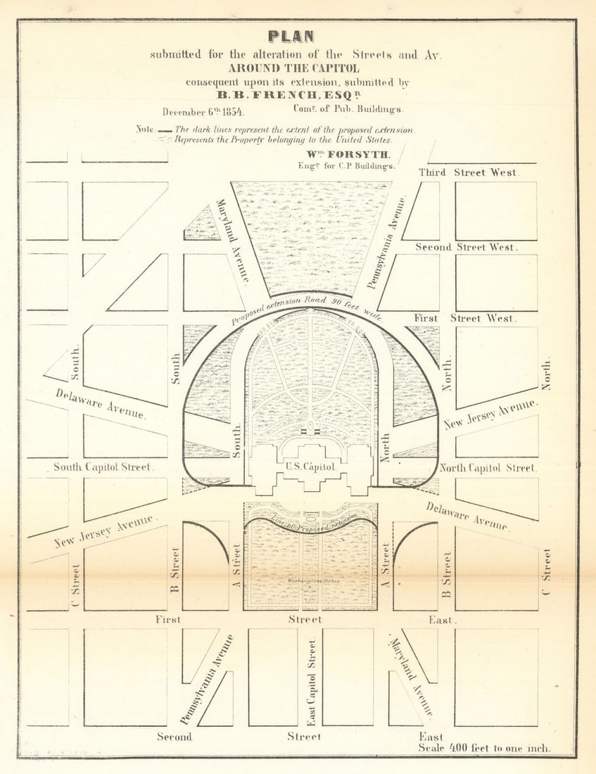 Plan… alteration of streets & avenues around the Capitol. Washington 1854 map (1 of 1)