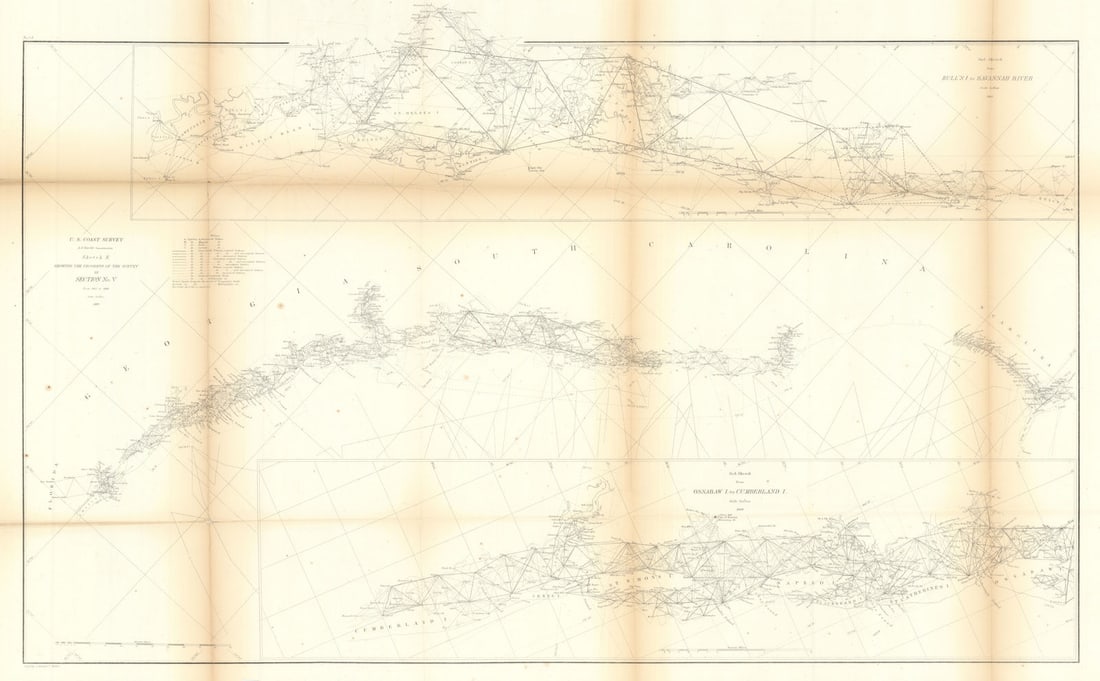 US Coast Survey chart §V Georgia & Carolinas. Sea Islands & Cape Fear 1860 map (1 of 1)