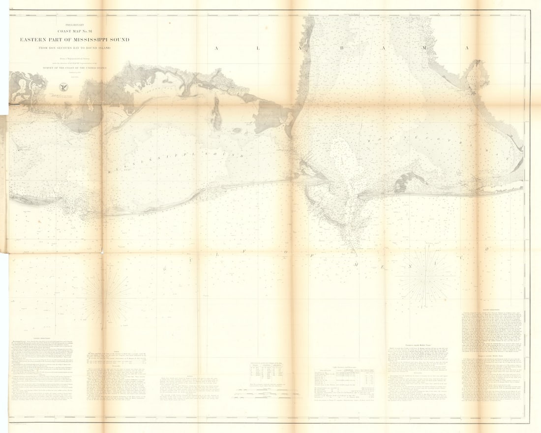 US Coast Survey chart. Map 91. Eastern Mississippi Sound. Mobile Bay 1860 (1 of 1)