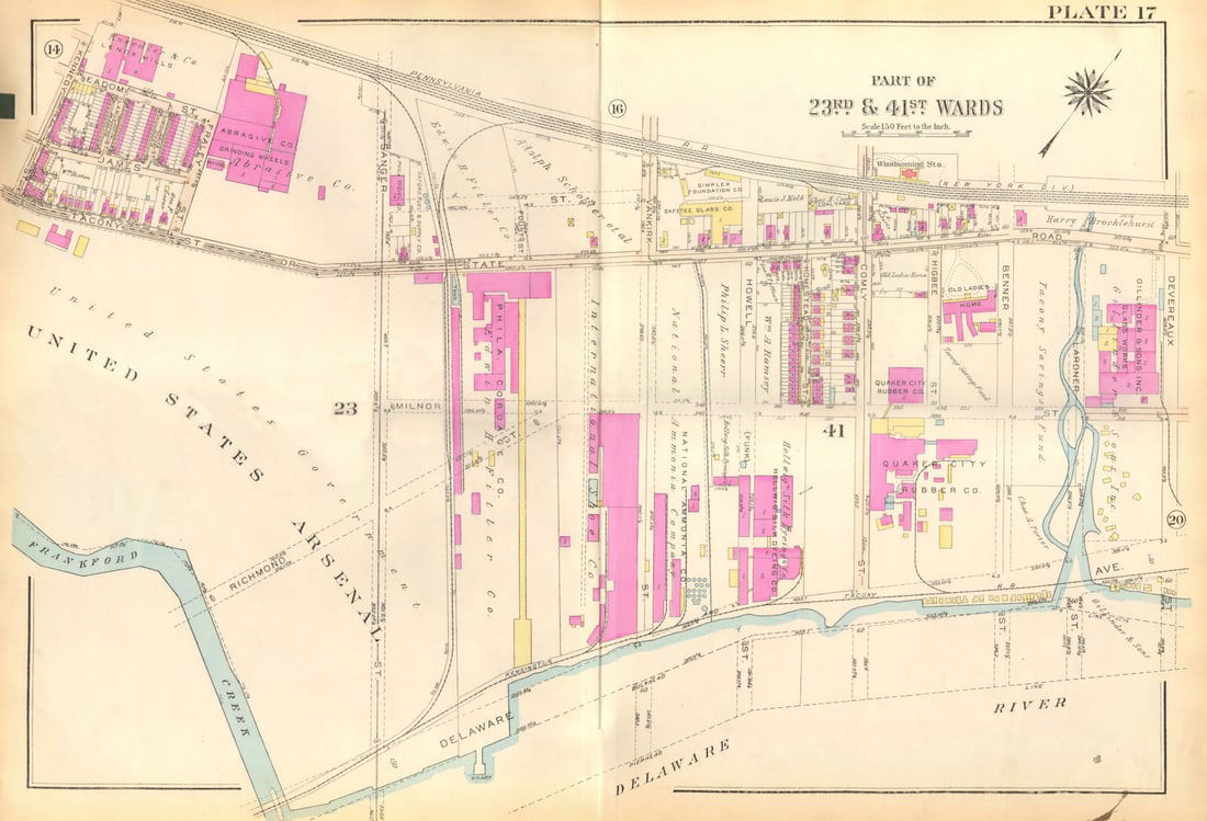 PHILADELPHIA. Frankford Wissinoming. State Devereaux Milnor. BROMLEY 1929 map (1 of 1)