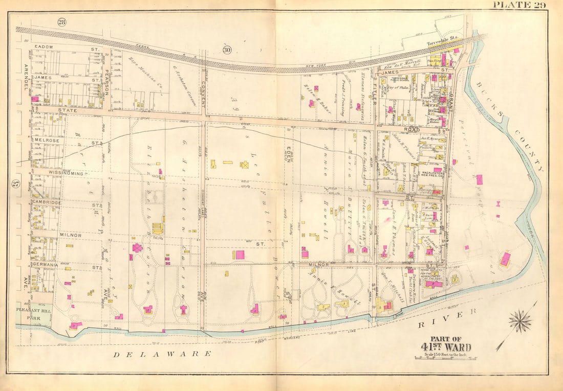 PHILADELPHIA. Torresdale. Convent Arendel State Filter Grant. BROMLEY 1929 map (1 of 1)